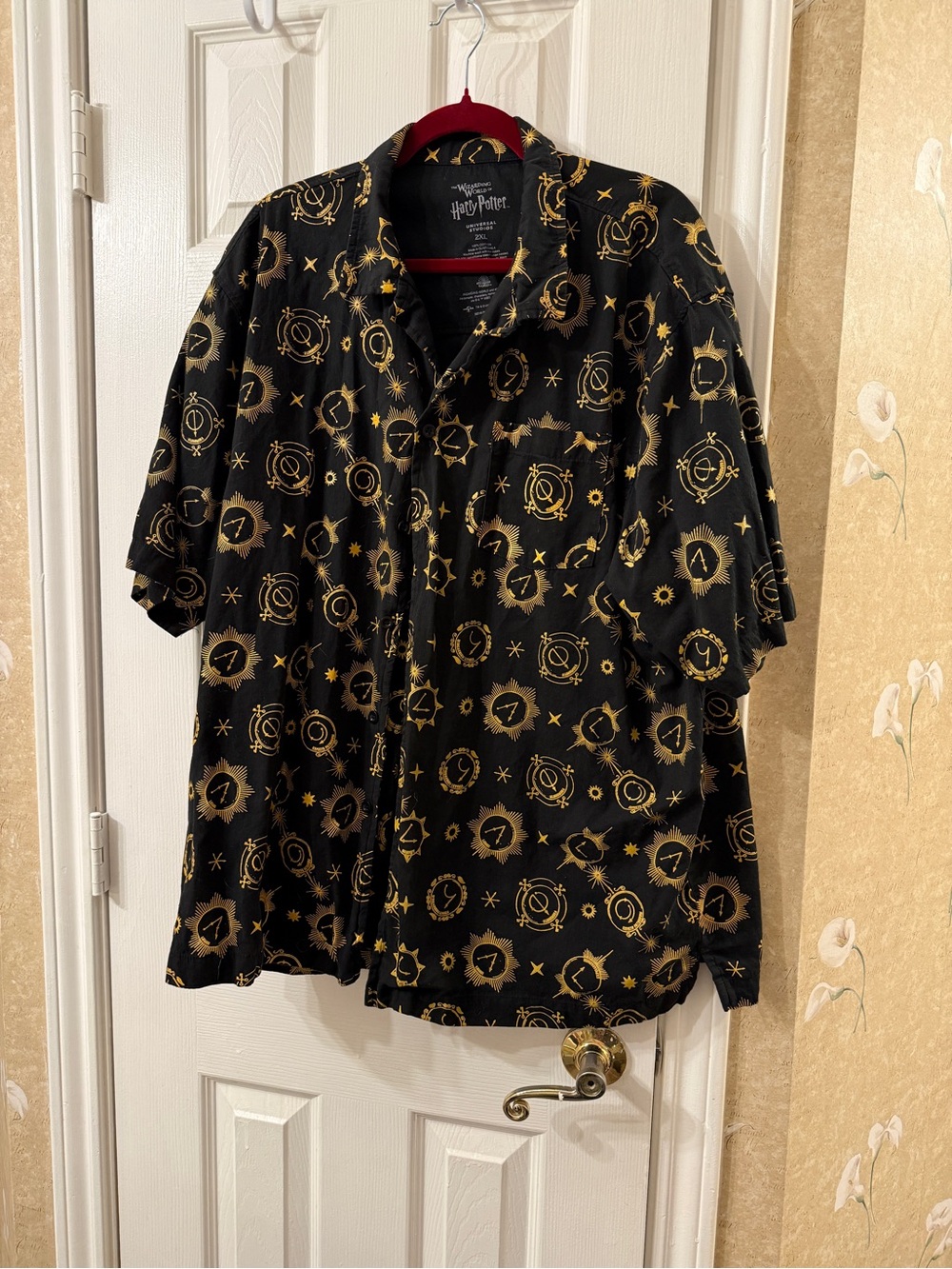 The Wizarding World of Harry Potter Black & Gold Casual Button-Down Shirt - 2XL